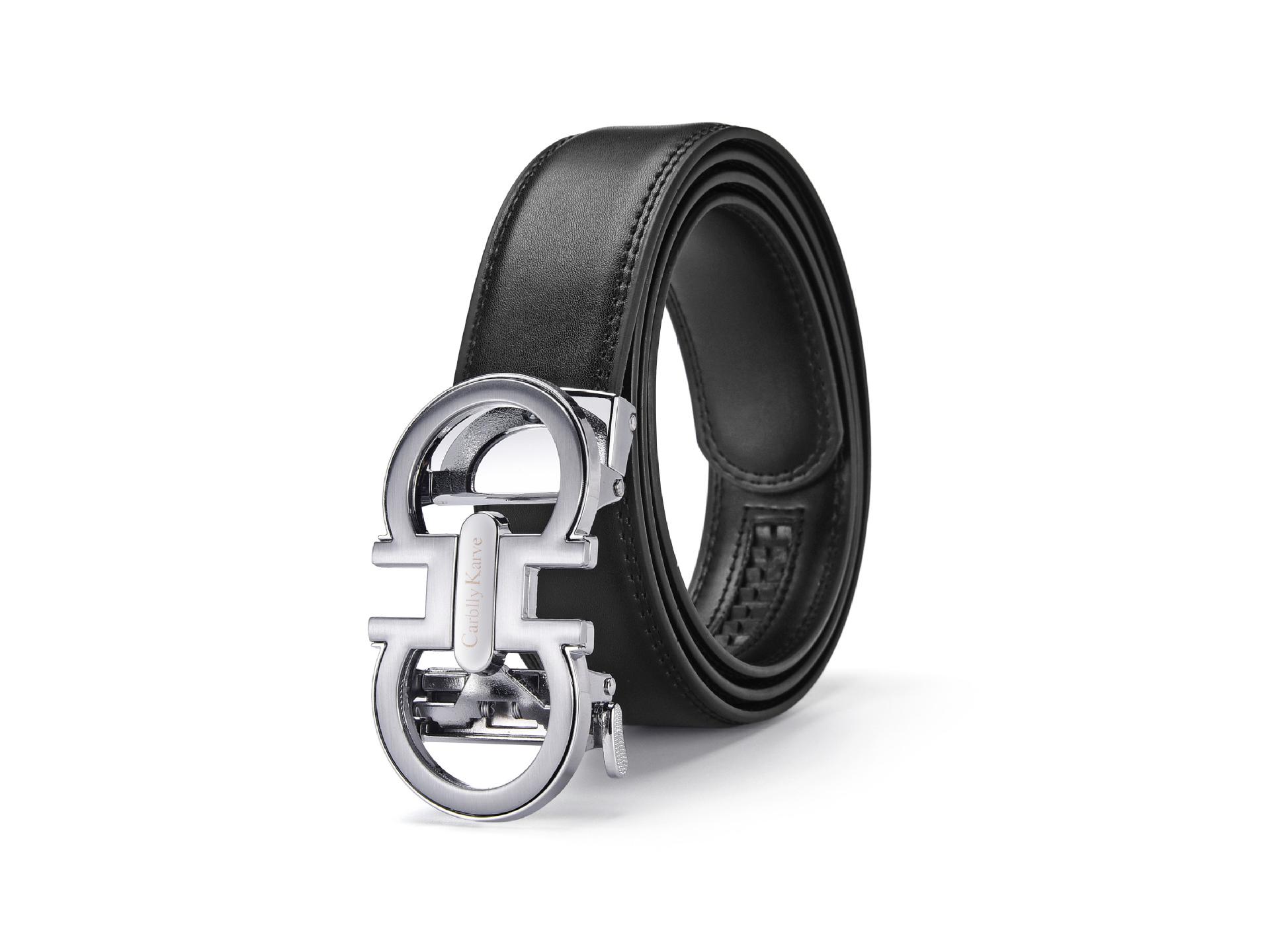 

Чоловічий ремінь з натуральної шкіри з автоматичною пряжкою - Модний аксесуар для штанів з коров ячої шкіри 110 cm