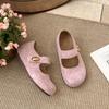 Fashion Heightened Inner Round Toe Women Summer Outside Solid Color Loafer Single Shoes