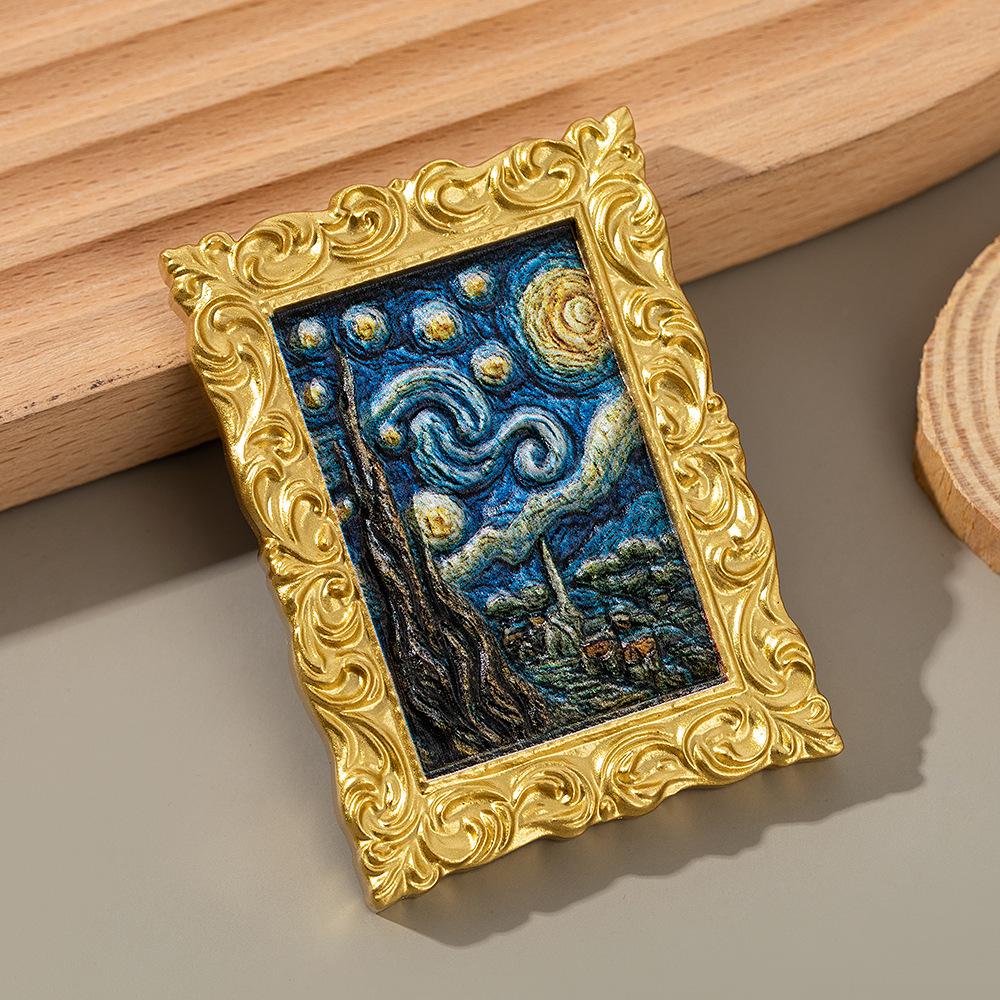 Dreidimensionaler Van Gogh Harz Kühlschrankmagnet Fotorahmen mit Ölgemälde-Design