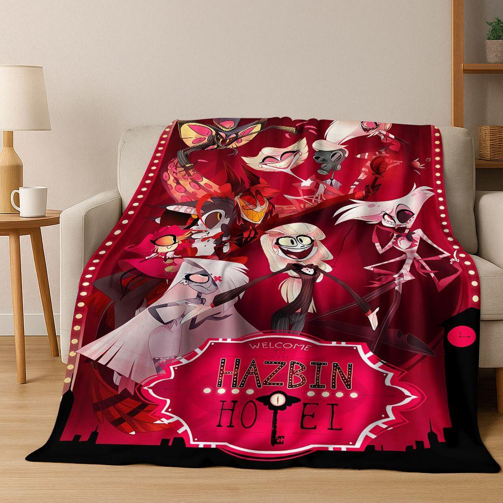 3D H-Helluva Boss Blitzo H-Hazbin Hotel Cartoon Flannel Blanket,Cozy Soft Throw Blanket for Home Bedroom Bed Sofa Cover Gift Kid
