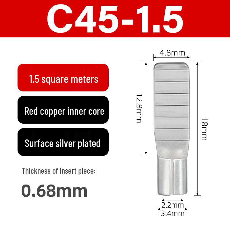 C45 Purple Copper Circuit Breaker Terminal Lug Insert - Cold Crimp Wire Connector Splicing Terminal.