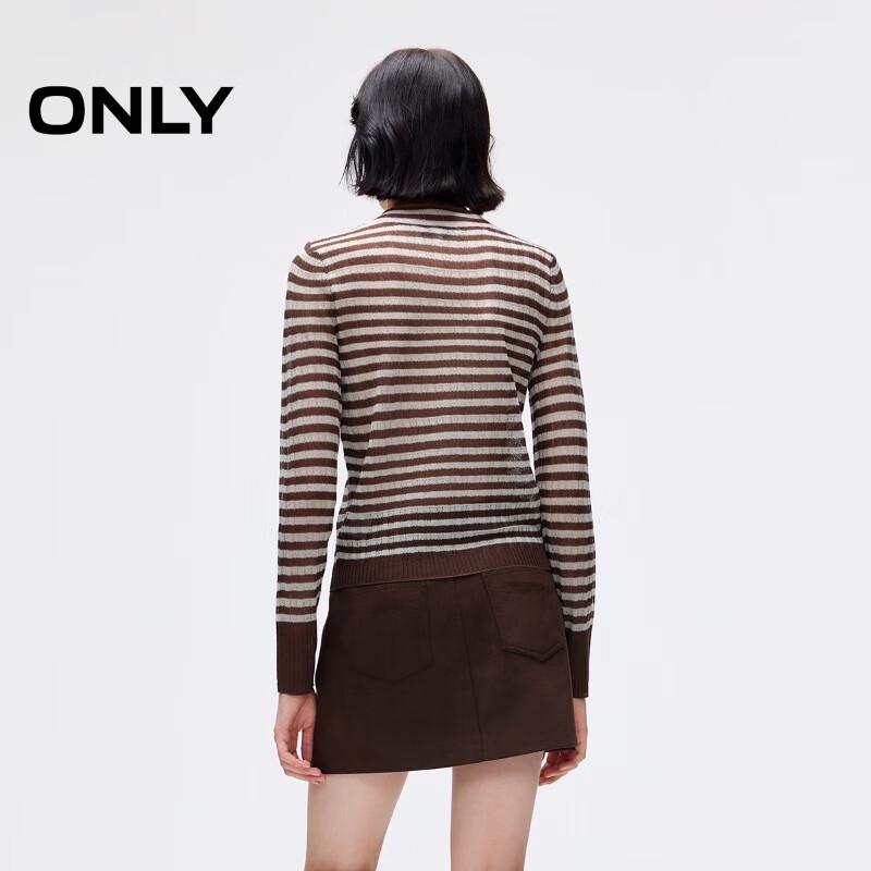 ONLY Women's Classic Striped Round Neck Thin Knit Sweater
