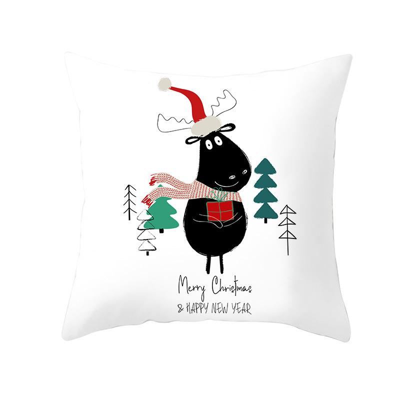 Cartoon Christmas Peach Skin Pillow Cover New Sofa Cushion Cover Square Cushion Pillow Cover