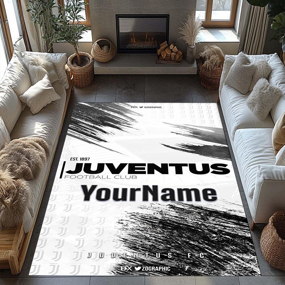 Juventus Customize Your Name Area Rug Suitable for Study Room Playrooms Bedrooms Hallway Antislip Carpet Decorate Offices Wedding Party Gift