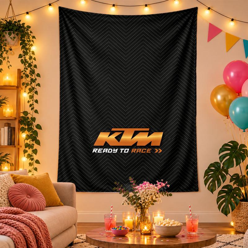 Polyester Wall Tapestry with KTM Racing Design, Decorative Hanging for Bedroom Living Room Dorm