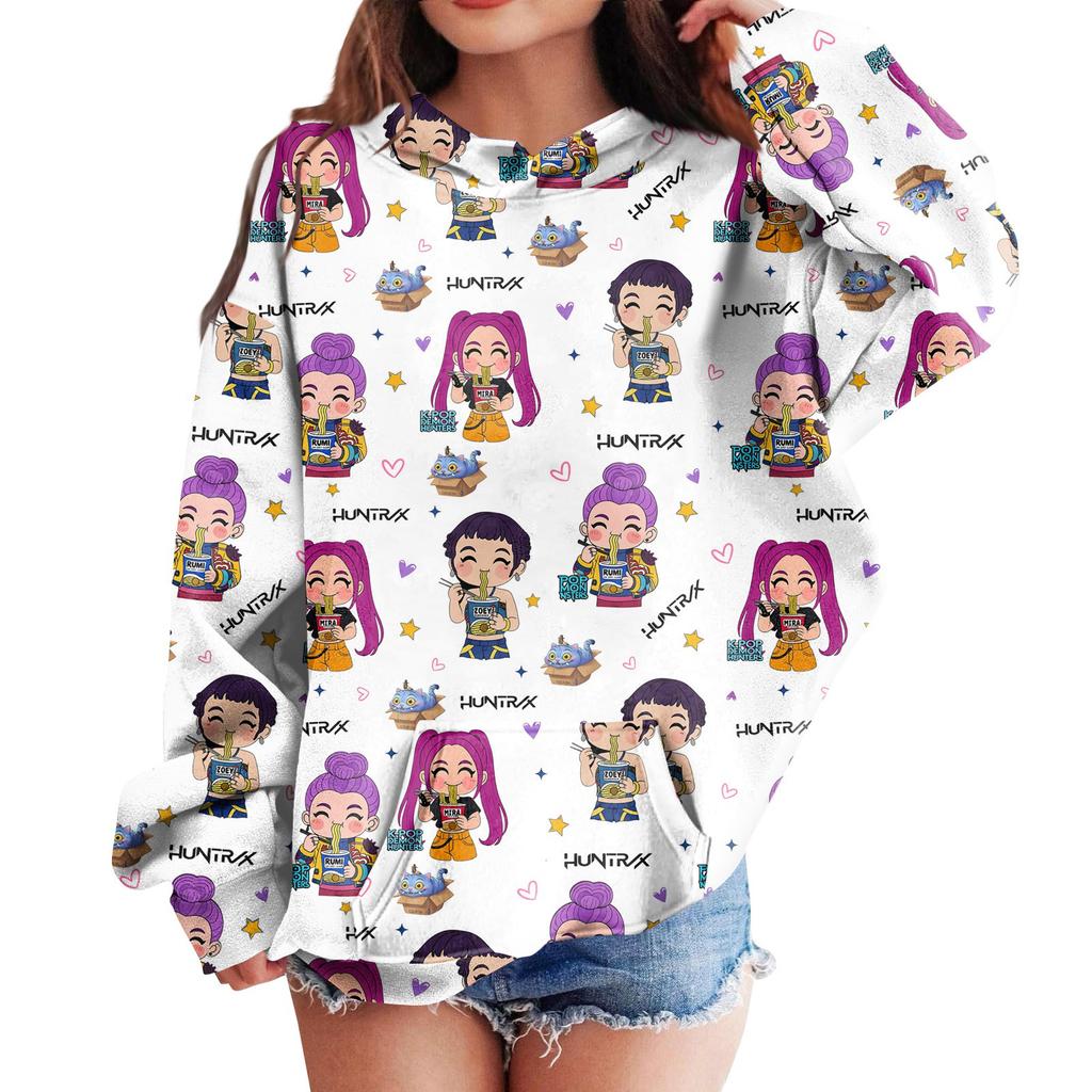 Sweatshirts For Teen Girls Hoodies Long Sleeve Drawstring Pullover Cute Printed Hoodie Top