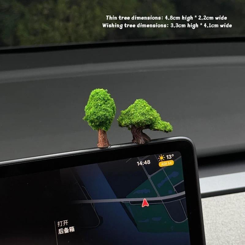 2Pcs/3Pcs/4Pcs Natural Fresh Odorless Large Green Fortune Wishing Tree Car Ornament Auto Interior Console Decor