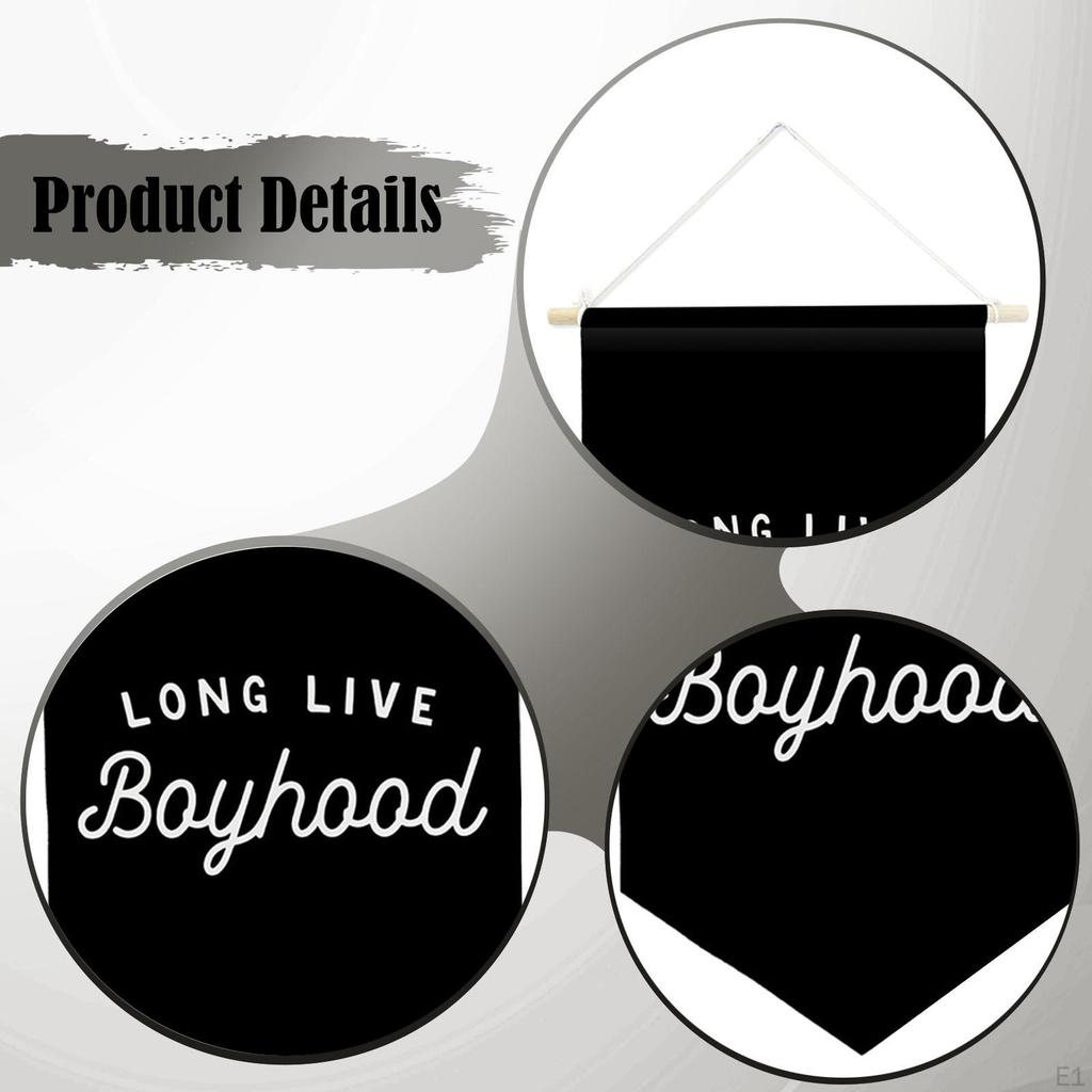 Boyhood Banner Wall Hanging Flag Display Unique Decoration Triangle for Room Nursery