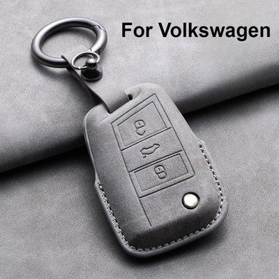 Skórzane Etui na Kluczyk Samochodowy Pokrowiec Fob Brelok dla VW Volkswagen Golf 7 MK7 Tiguan MK2 dla Ateca Leon FR Ibiza Skoda Octavia Kodiaq