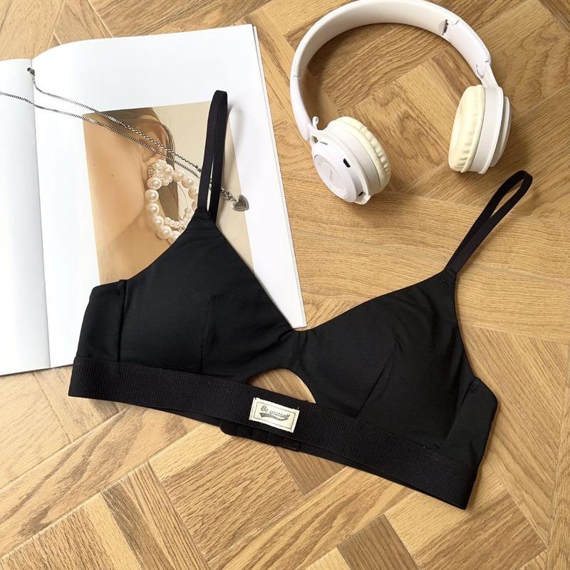 Vintage dopamine sports style underwear women's summer sexy thin small breasts gather triangle cup bra cover