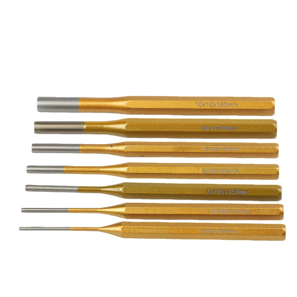 7-teiliges Schwerlast-Splinttreiber-Set, 210 mm, legierter Stahl, für Uhrenreparatur und Werkstattwartung, mit Kegel- und Meißeldesign