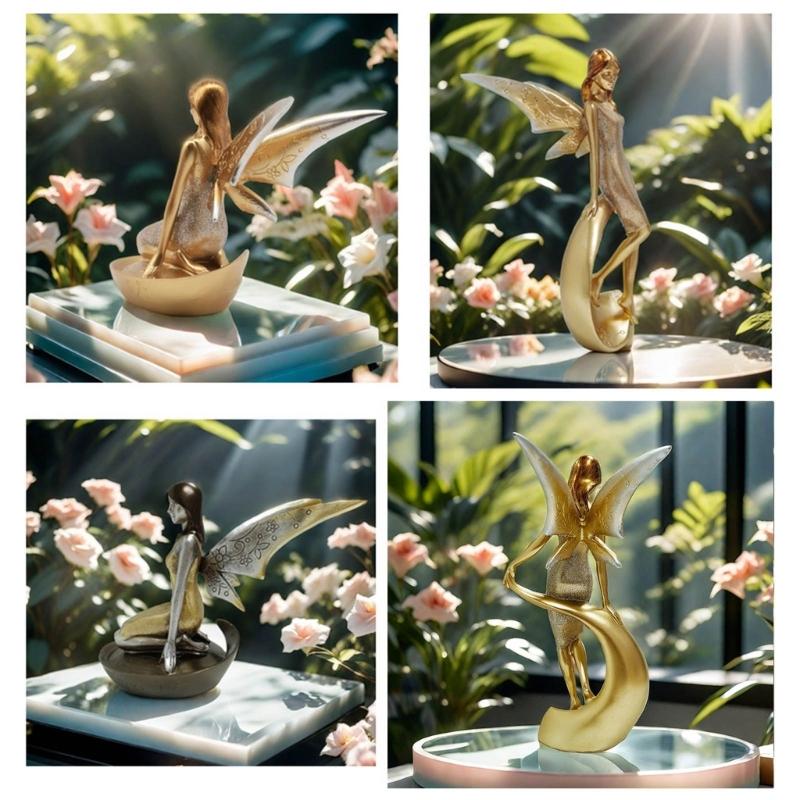 Resin Angelic Statue Flower Girl Decorative Ornament High Decorative Figurine for Christmas and Thanksgiving Day
