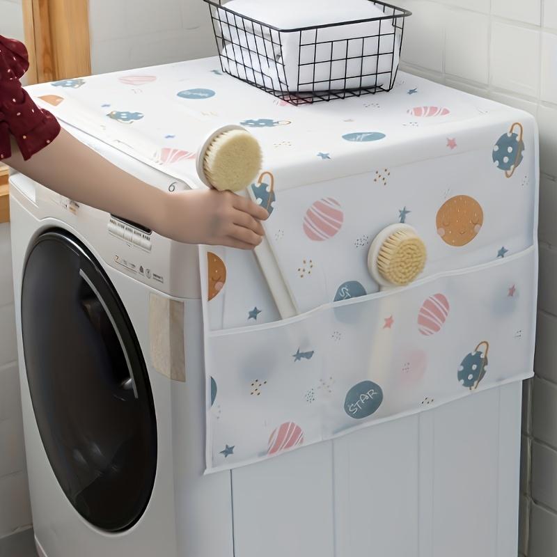 This Multifunctional Refrigerator Dust Cover Features Pockets, Measuring 50.4 X 20.5 Inches, Made from Modern Decorative Fabric. It Is Suitable