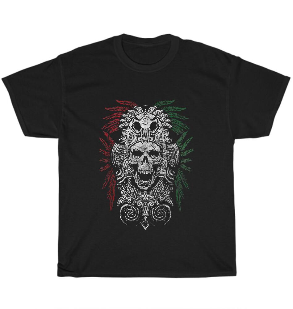 Ancient Aztec King Mexican Skull Mayas Mask Calavera Azteca T-Shirt Unisex Gift XXXL