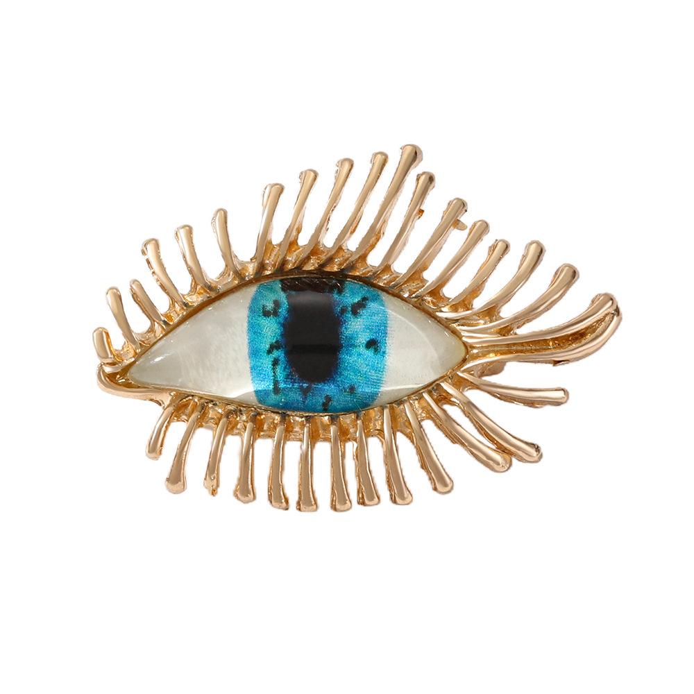 Exaggerated and Unique Long Eyelashes Devil's Eye Fashionable Temperament High-end Light Luxury Retro Brooch