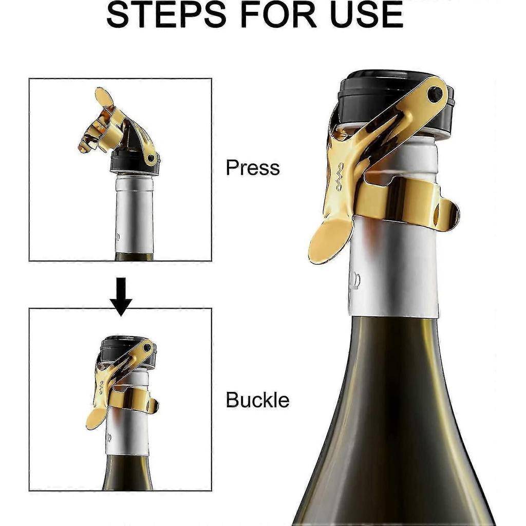 Champagne Stopper, 2pcs Stainless Steel Champagne Bottle Plug Sealer For Cava Prosecco Sparkling Wine Stopper TY