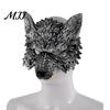 Medieval Wolf Mask 3D Head Mask, High Elastic Lightweight Comfortable Werewolf Silver Costume with Adjustable Strap for Halloween Cosplay Party