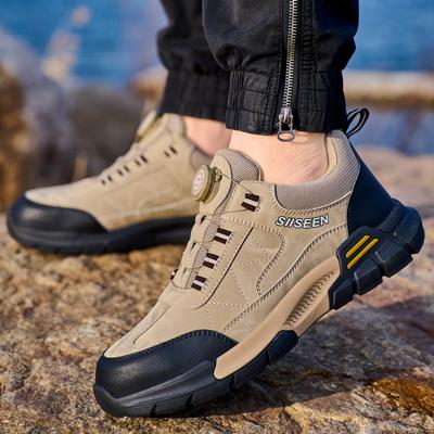 Rotating Button Safety Shoes Men Steel Toe Sneakers Anti-smash Anti-puncture Men's Work Shoes Protection Fashion Non-slip Shoes