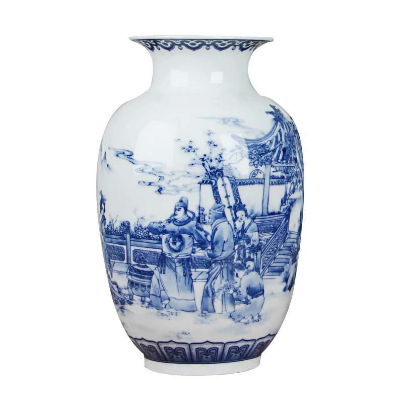 Klassische chinesische blau-weiße Keramikvase, antike Tischvase aus Porzellan für die Dekoration von Hotel-Speisesälen