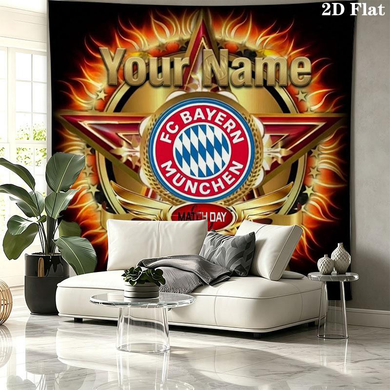 FC Bayern Munchen Custom Name Wall Tapestry Aesthetic Wall Hanging Printed Fabric Blanket Decorative Tapestries for Bedroom Living Room Home Decor