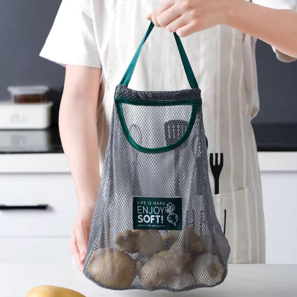 1pc-Reusable Storage Bags Kitchen Hanging Mesh Bag Home Fruit And Vegetable Storage Net Bag For Ginger Garlic Potatoes Onions