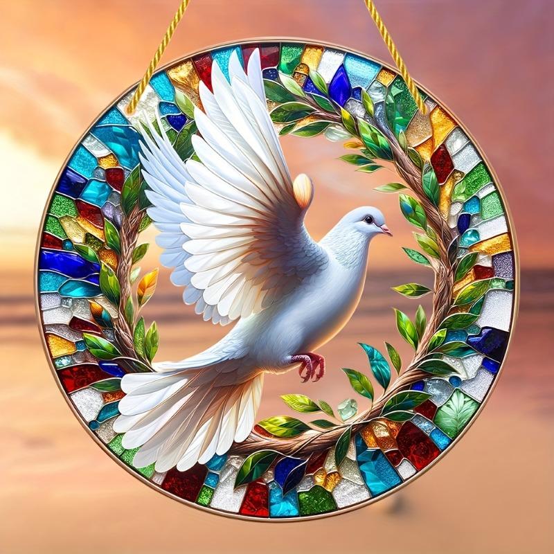 2D Flat Acrylic Charming Dove Stained Style, Suitable for All Seasons, Nurseries, Vintage Home Decor Wall for Bar Kitchen, Restaurant Shop Wall Decor
