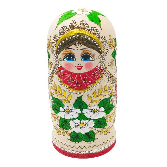 10Pcs/Set Handmade Wooden Matryoshka Doll 10 Layers Russian Nesting Doll Vintage Girl Stacking Toy Home Office Desktop Decoration Ornament