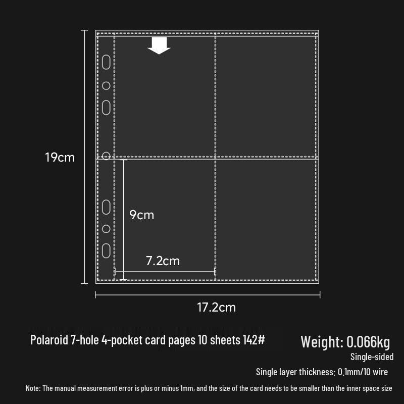 Pocket-Style Transparent PP Card Album Pages: A4/A5/A7/M5, Two To Nine Pockets, Loose-Leaf Storage Album.