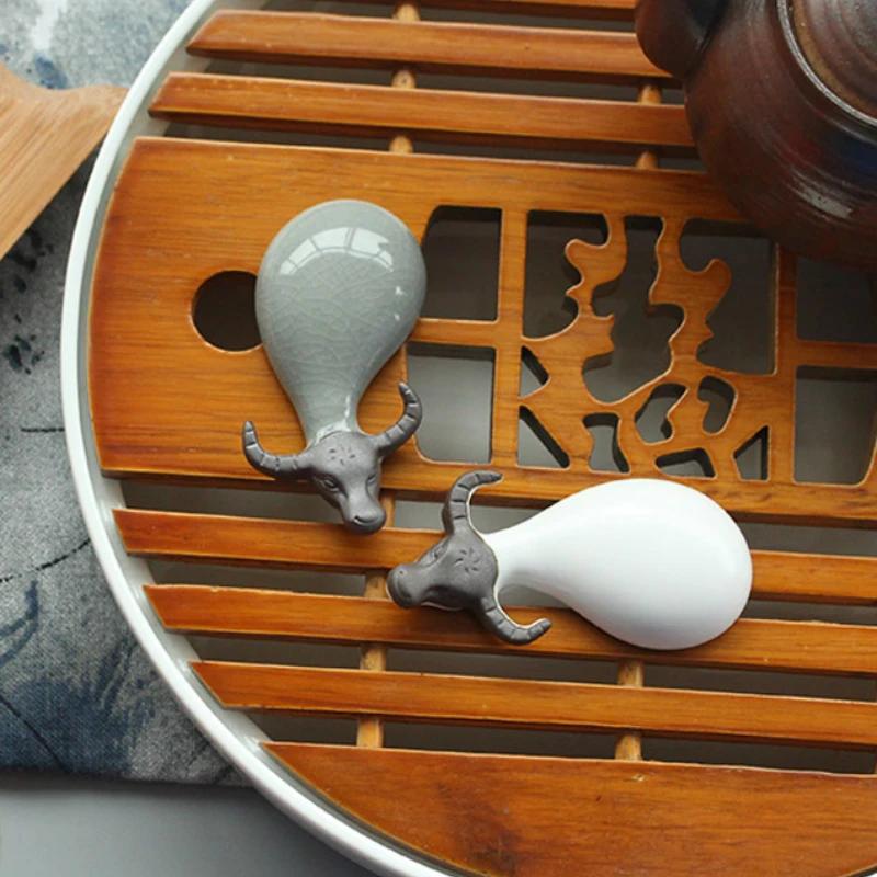 Cute Ceramic Teapet for Tea, Small Lovely Ornament, Chinese Tea Set Accessory, Deer Rabbit and Cattle, Delicate Teaware, 1 Pair