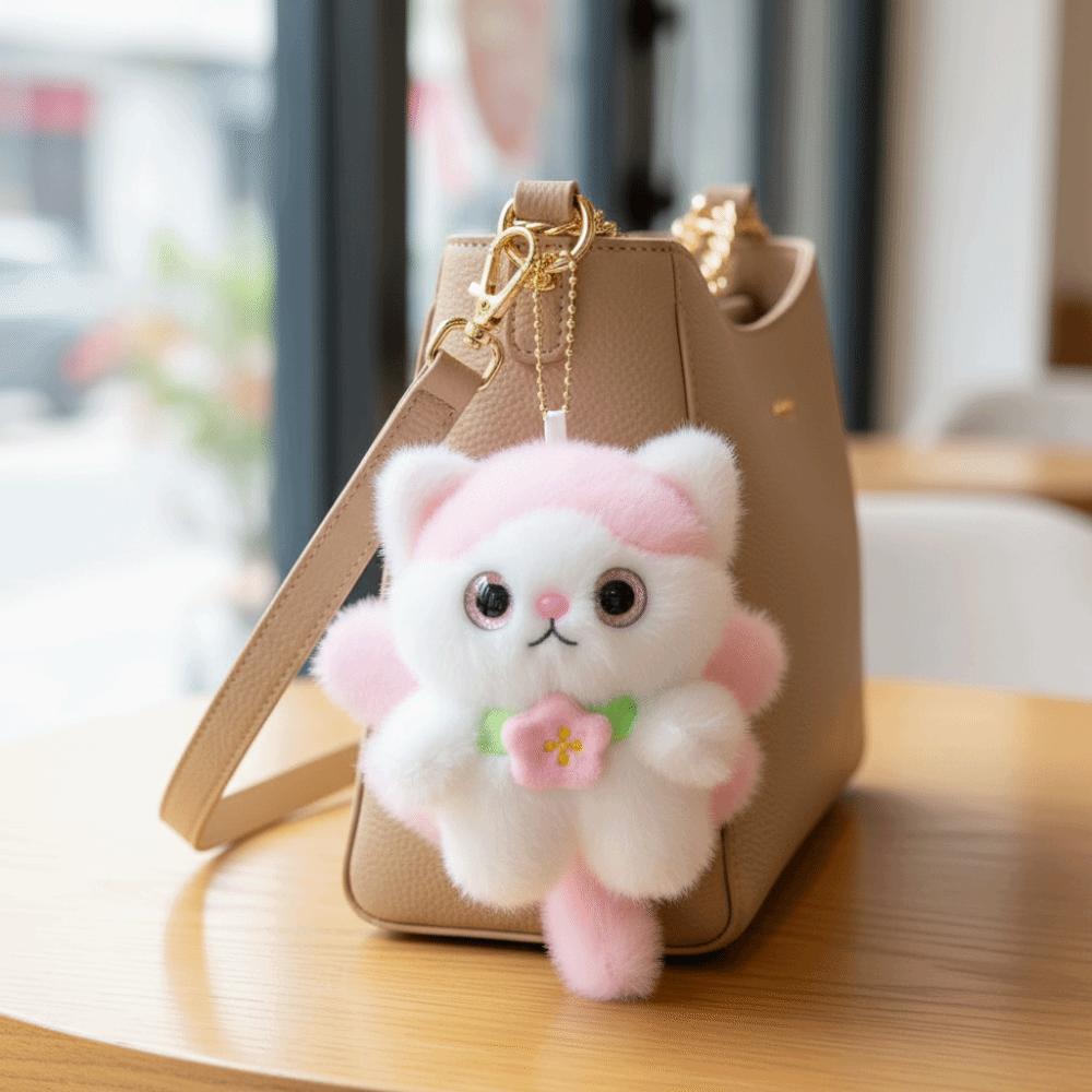 Mini Size Cat Plush Keychain Soft Fluffy Kitten Plush Keychain Bedroom Decor