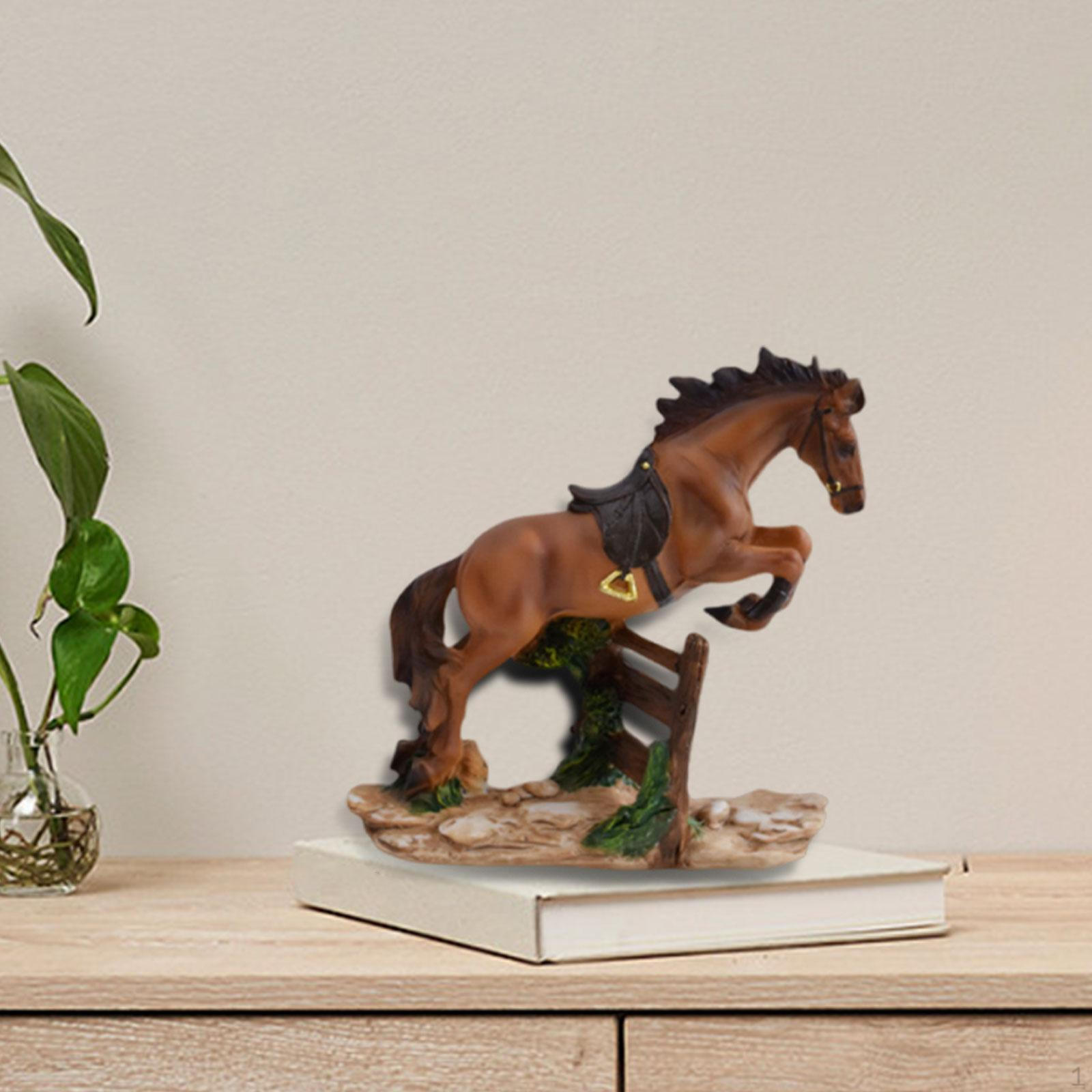 Фигурка лошади Орнамент Статуэтка животного Домашняя скульптура Коллекционное произведение искусства Смола Креатив коричневый