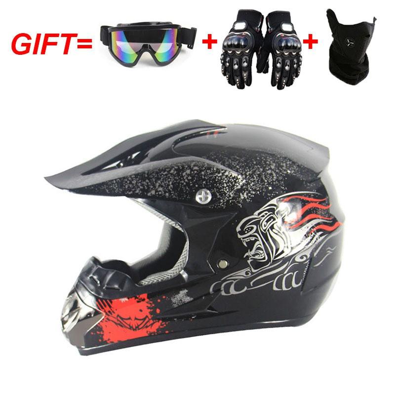 Full Face ATV Helmet Adults With Visor Mask Gloves DOT Certified ABS Off-Road Dirt Bike Motorcycle