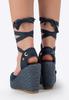 Espadrilles compensées à lacets pour femme Wittchen, Bleu marine, Matière synthétique