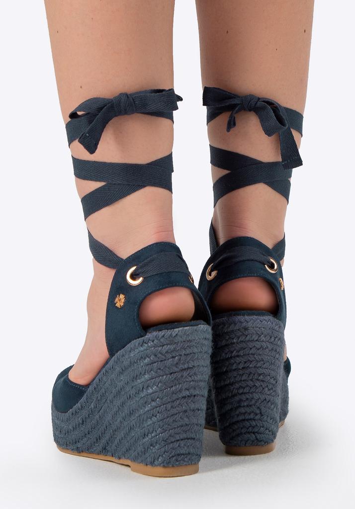 Espadrilles compensées à lacets pour femme Wittchen, Bleu marine, Matière synthétique