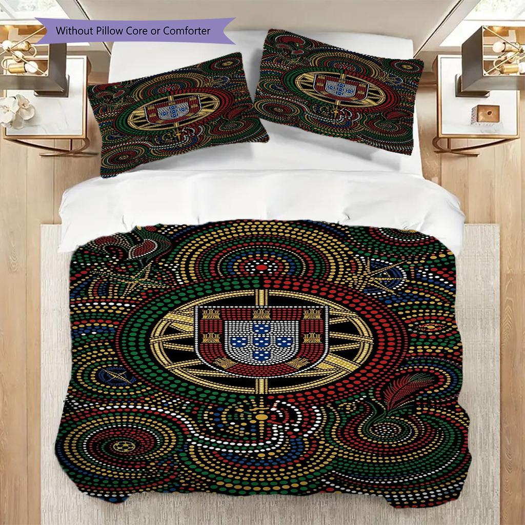 Portuguese Heritage Pride Three-piece set (1 * duvet cover + 2 * pillowcase, without core) Duvet cover and pillowcase Soft and comfortable Bedding set