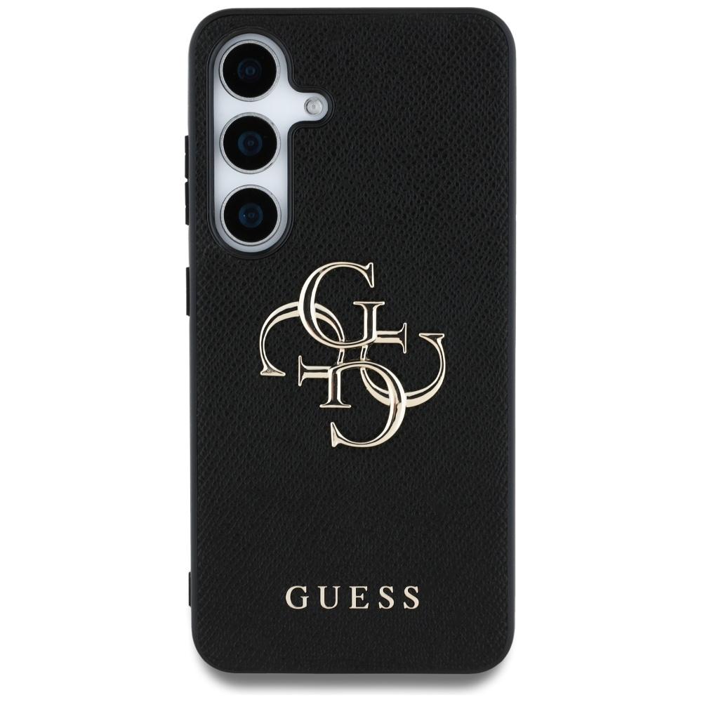 Guess Grained Big 4G Logo Small Case Classic Logo For Samsung Galaxy S25+ Black