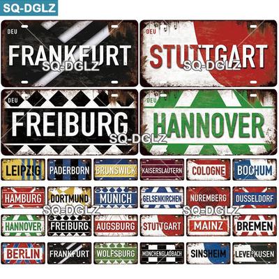 [SQ-DGLZ]Niemcy Tablica Rejestracyjna Miasta Metalowy Znak Vintage Plakietka Blaszany Znak Dekoracja Ścienna Dekoracja Baru BERLIN Flaga Drużyny Plakat