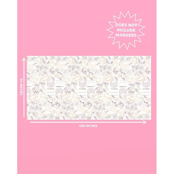 xo, Fetti Thanksgiving Paper Coloring Tablecloth - 9' x 4.5' | Fall Holiday Party Decorations, Friendsgiving Tablescape, Give Thanks Arts & Crafts,