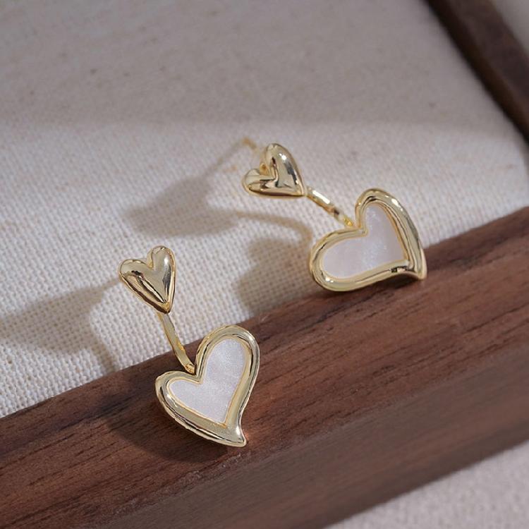 Delicate Heart Shell Studs Earrings Lightweight Comfort Wear Ear Accessories Jewelry For Professional Women