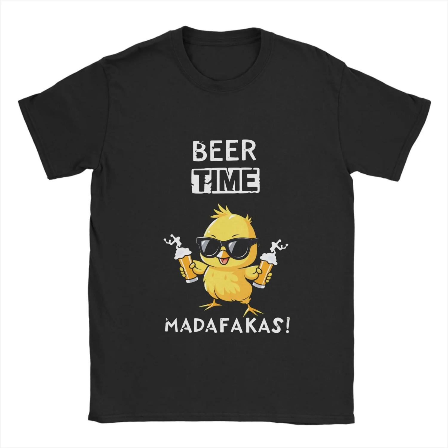 

Funny Chicken Beer Meme Men T Shirts Vintage Tees Short Sleeve Crewneck T-Shirt Pure Cotton Gift Idea Clothes S чёрный