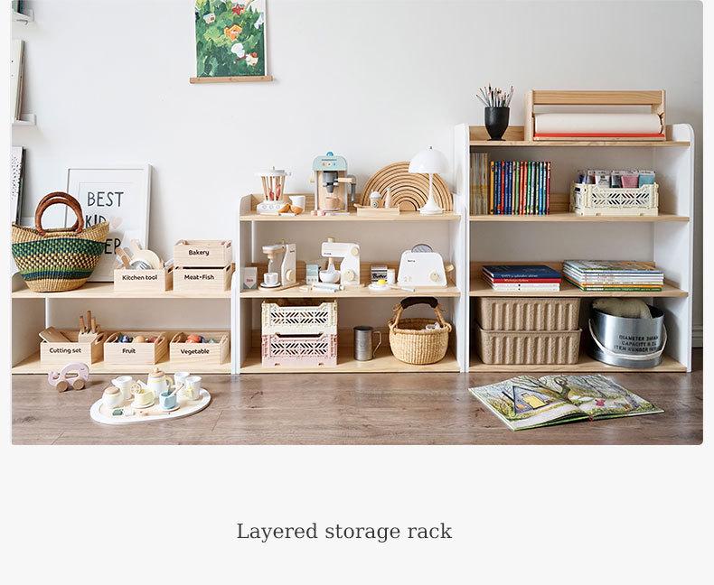 Korean Style Wooden Bookcase & Toy Storage Rack for Children's Room