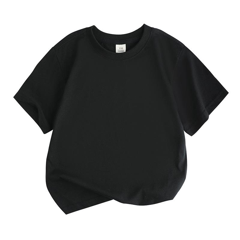 2025 New Kids' Solid Color Cotton Korean Style Loose Round Neck Sweat-Absorbent DIY Summer Short Sleeve T-Shirt
