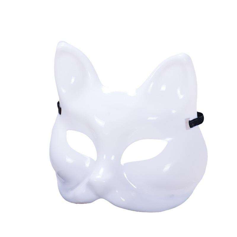 White DIY Paintable Gypsum Cat Mask for Street Dance