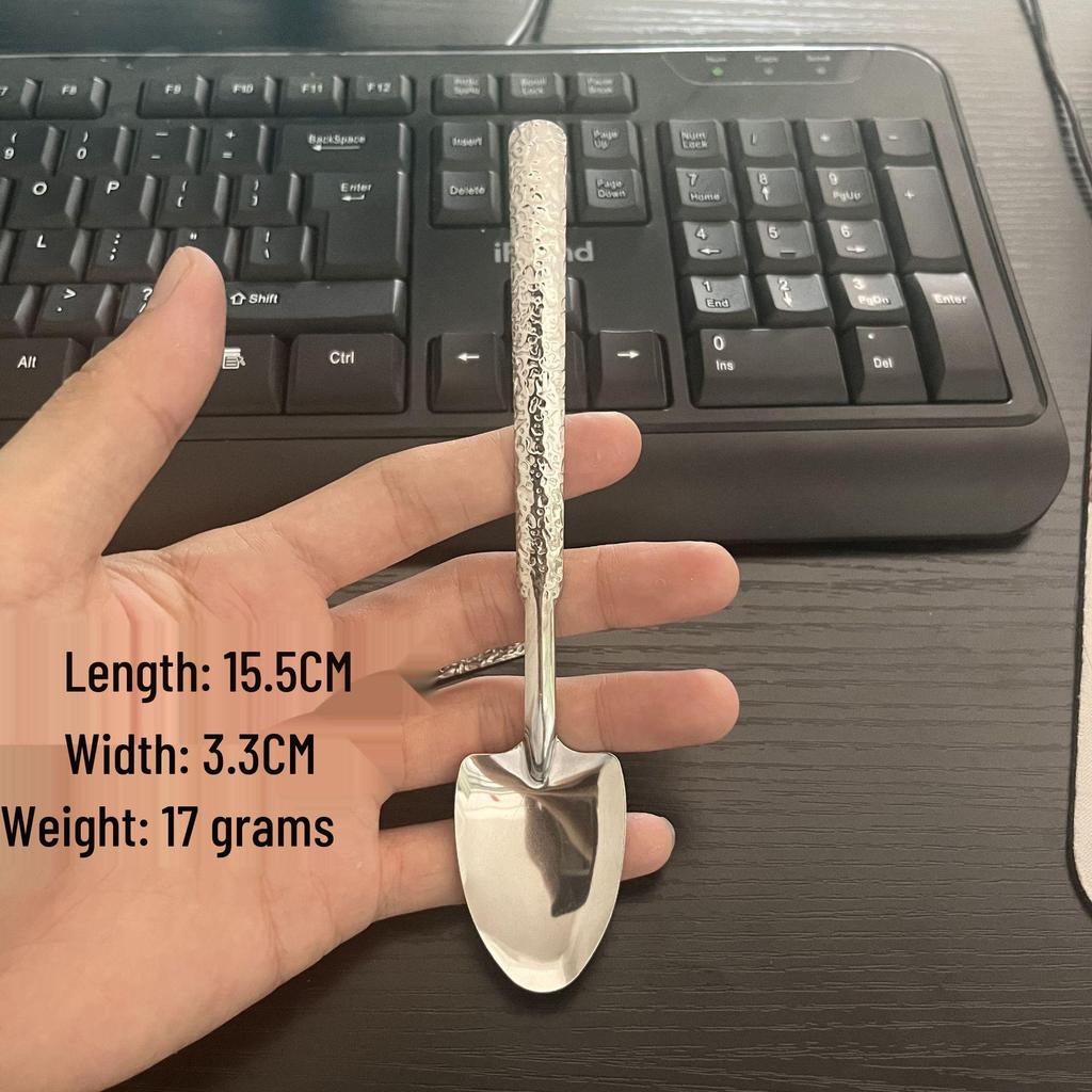 Stainless Steel Hammered Retro Watermelon & Dessert Spoon Set—Thickened, Creative, Cute Design.