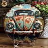 Vintage Car Rusty Metal Tin Sign 2D Round Retro Garage Cafe Wall Decor