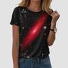 Topp Blus Kvinna Trend 2025 Kvinnor 3d Galaxy Tryck T-shirts Glitter Skjortor Blus Trendig Stjärnklar Himmel Sommar Ropa Para Mujer