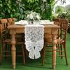 Vintage White Lace Table Runner Floral Rectangle Table Flag Semi-sheer with Big Bow Ends Tablecloth Home Decor