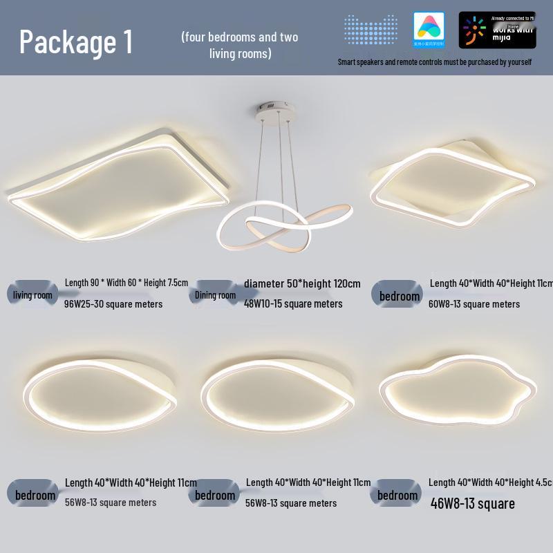 Modern Minimalist Ceiling Light Package with Smart Home Integration for Whole House