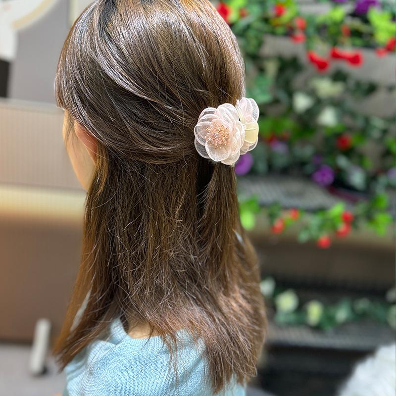 Flower Grabbing Female Hairpin Headpiece Small Shark Clip Top At Back Of Head New Women's Super Girl Hair Breaks