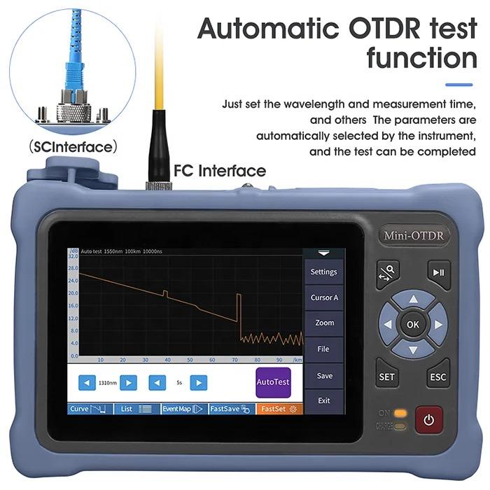 12 In 1 MINi EXFO Smart OTDR DE1201A SM 1310nm 1550nm 26/24dB 100KM Distance OTDR VFL OLS OPM Event Map Fiber Optic Mini Otdr